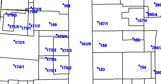 Parcela st. 162/9 v KÚ Krhovice, Katastrální mapa