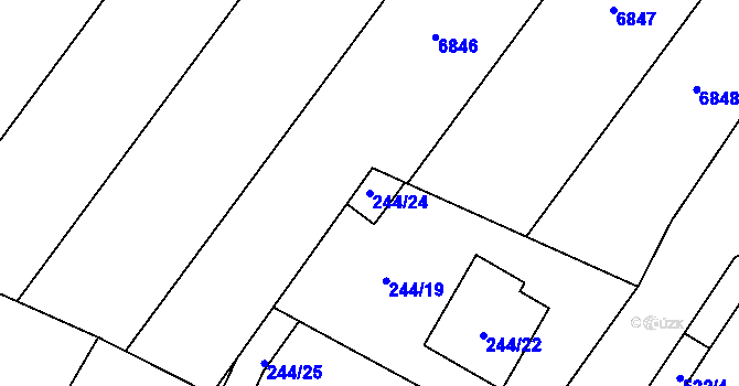 Parcela st. 244/24 v KÚ Krhovice, Katastrální mapa