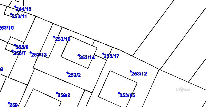 Parcela st. 253/17 v KÚ Krhovice, Katastrální mapa