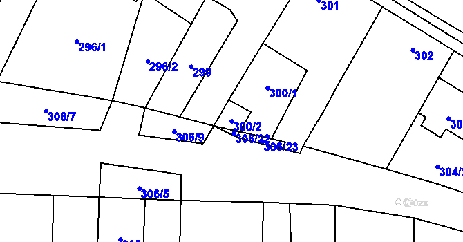 Parcela st. 300/2 v KÚ Krhovice, Katastrální mapa