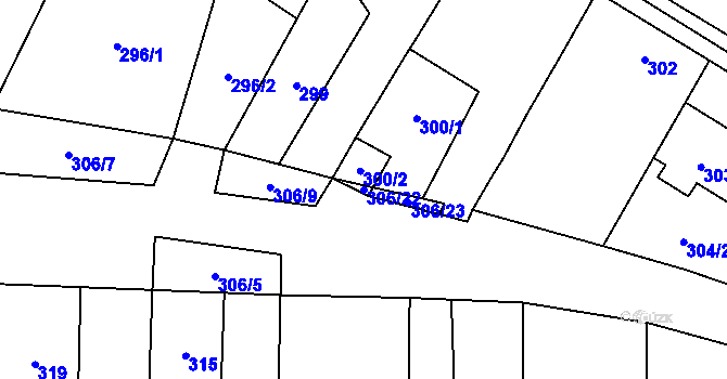 Parcela st. 306/22 v KÚ Krhovice, Katastrální mapa