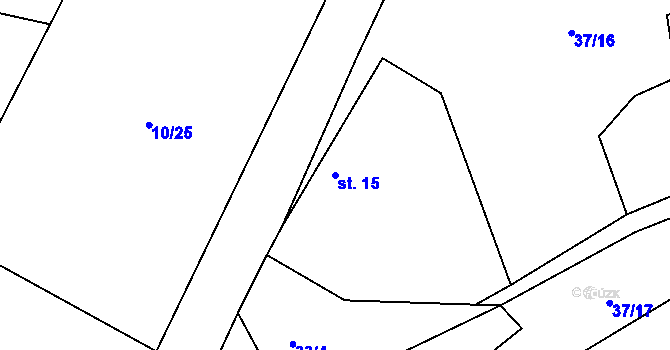 Parcela st. 15 v KÚ Krchleby, Katastrální mapa