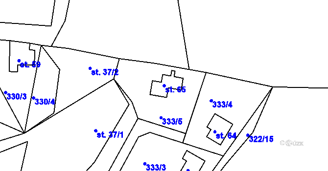 Parcela st. 65 v KÚ Krchleby, Katastrální mapa