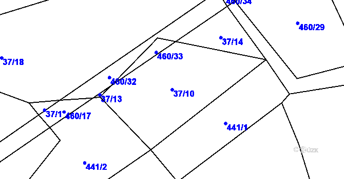 Parcela st. 37/10 v KÚ Krchleby, Katastrální mapa