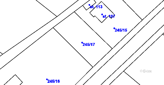 Parcela st. 245/17 v KÚ Chedrbí, Katastrální mapa