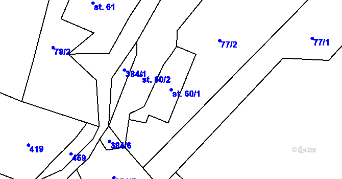 Parcela st. 60/1 v KÚ Krchleby u Čáslavi, Katastrální mapa