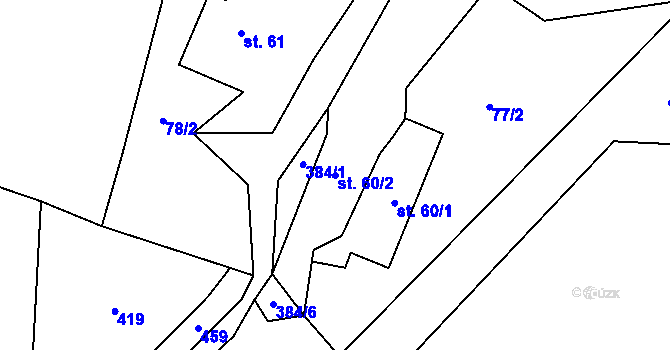 Parcela st. 60/2 v KÚ Krchleby u Čáslavi, Katastrální mapa