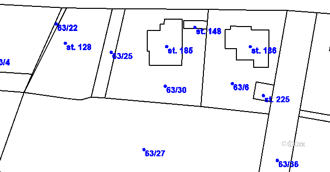 Parcela st. 63/30 v KÚ Krchleby u Čáslavi, Katastrální mapa