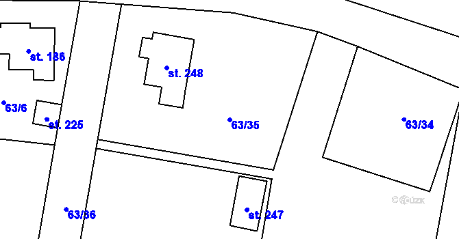 Parcela st. 63/35 v KÚ Krchleby u Čáslavi, Katastrální mapa