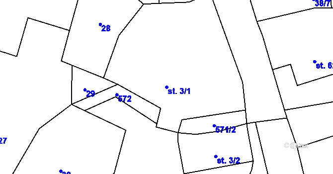 Parcela st. 3/1 v KÚ Močovice, Katastrální mapa