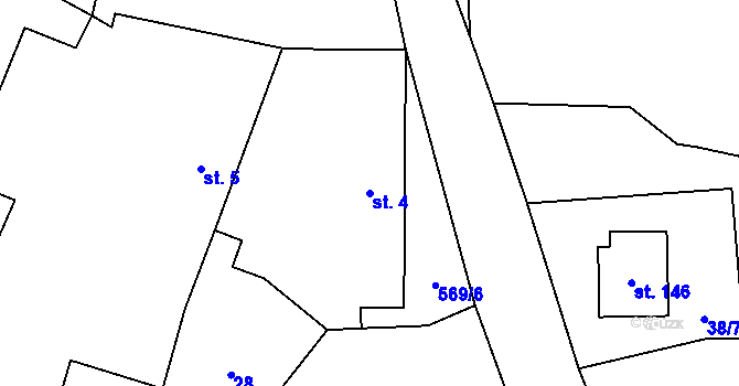 Parcela st. 4 v KÚ Močovice, Katastrální mapa