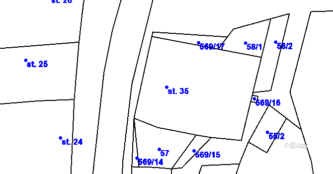Parcela st. 35 v KÚ Močovice, Katastrální mapa