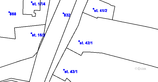 Parcela st. 42/1 v KÚ Močovice, Katastrální mapa