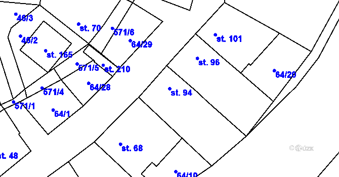 Parcela st. 94 v KÚ Močovice, Katastrální mapa