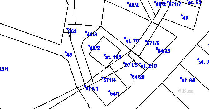 Parcela st. 165 v KÚ Močovice, Katastrální mapa