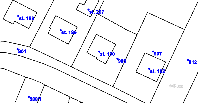 Parcela st. 190 v KÚ Močovice, Katastrální mapa