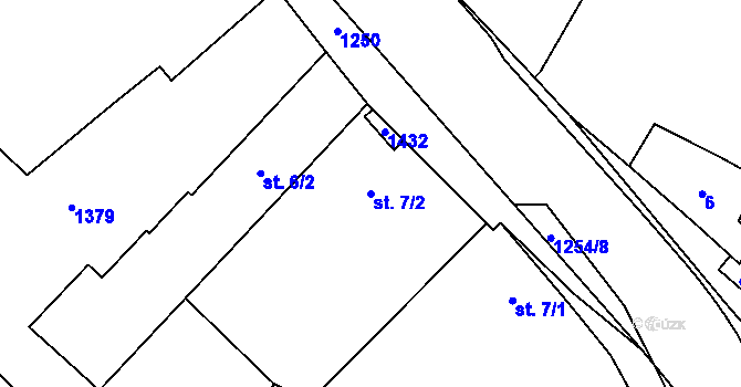 Parcela st. 7/2 v KÚ Krchleby u Nymburka, Katastrální mapa