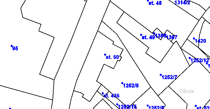 Parcela st. 50 v KÚ Krchleby u Nymburka, Katastrální mapa