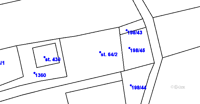 Parcela st. 64/2 v KÚ Krchleby u Nymburka, Katastrální mapa
