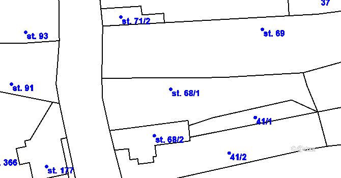 Parcela st. 68/1 v KÚ Krchleby u Nymburka, Katastrální mapa