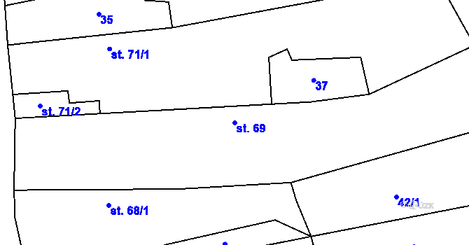Parcela st. 69 v KÚ Krchleby u Nymburka, Katastrální mapa