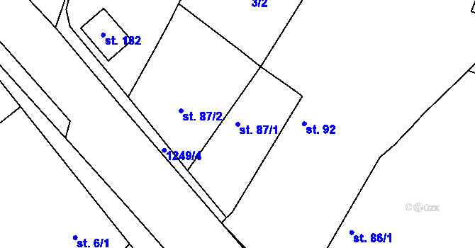 Parcela st. 87/1 v KÚ Krchleby u Nymburka, Katastrální mapa
