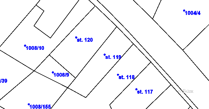 Parcela st. 119 v KÚ Krchleby u Nymburka, Katastrální mapa