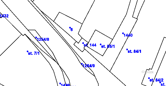 Parcela st. 144 v KÚ Krchleby u Nymburka, Katastrální mapa