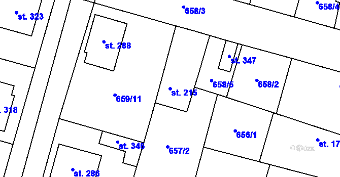 Parcela st. 215 v KÚ Krchleby u Nymburka, Katastrální mapa