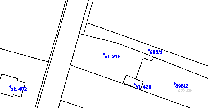 Parcela st. 218 v KÚ Krchleby u Nymburka, Katastrální mapa