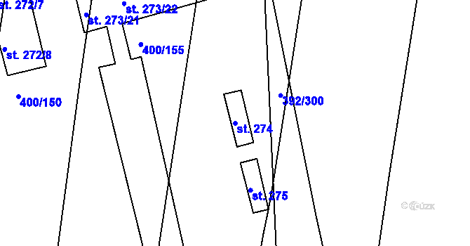 Parcela st. 274 v KÚ Krchleby u Nymburka, Katastrální mapa