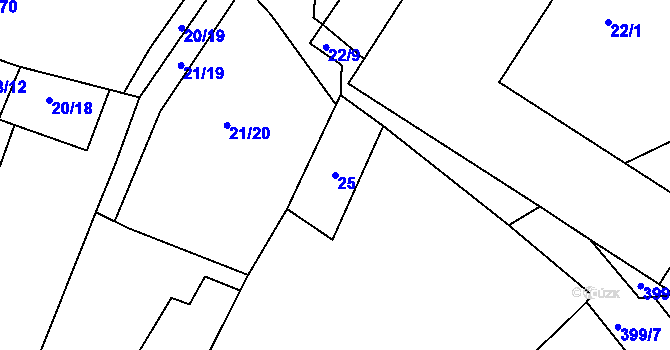 Parcela st. 25 v KÚ Krchleby u Nymburka, Katastrální mapa