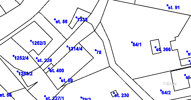Parcela st. 78 v KÚ Krchleby u Nymburka, Katastrální mapa