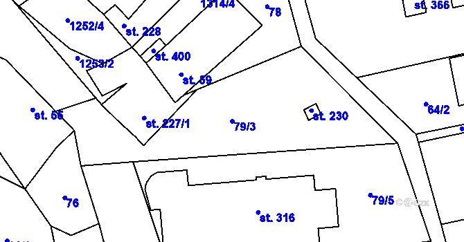 Parcela st. 79/3 v KÚ Krchleby u Nymburka, Katastrální mapa