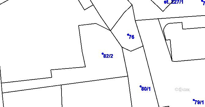 Parcela st. 82/2 v KÚ Krchleby u Nymburka, Katastrální mapa