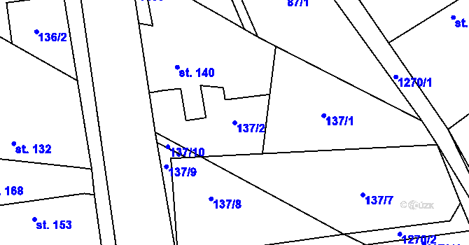 Parcela st. 137/2 v KÚ Krchleby u Nymburka, Katastrální mapa