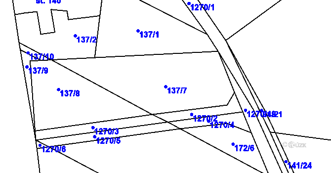 Parcela st. 137/7 v KÚ Krchleby u Nymburka, Katastrální mapa