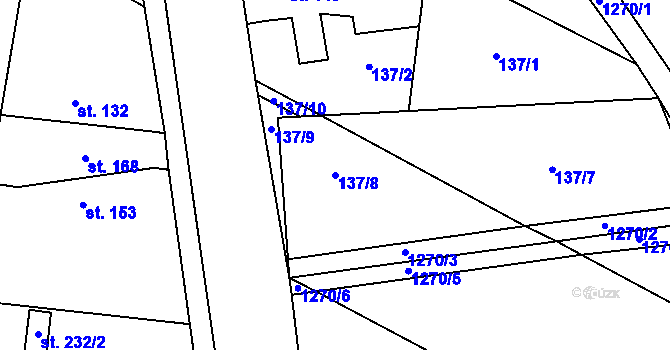 Parcela st. 137/8 v KÚ Krchleby u Nymburka, Katastrální mapa