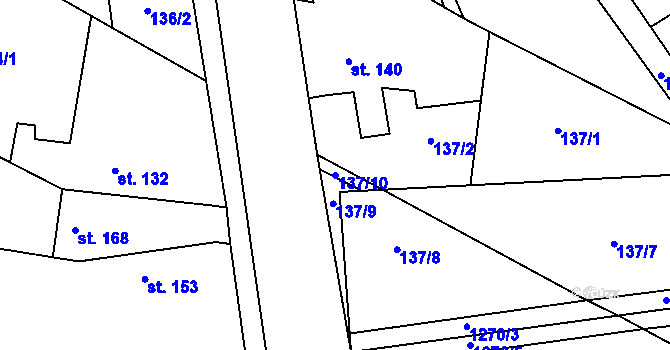 Parcela st. 137/10 v KÚ Krchleby u Nymburka, Katastrální mapa