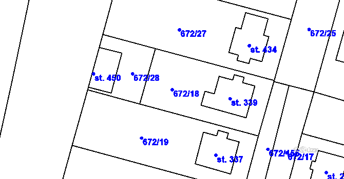 Parcela st. 672/18 v KÚ Krchleby u Nymburka, Katastrální mapa