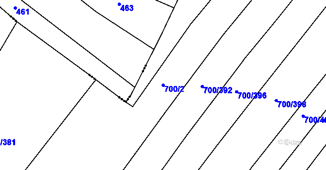Parcela st. 700/2 v KÚ Krchleby u Nymburka, Katastrální mapa