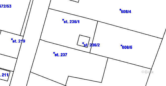 Parcela st. 236/2 v KÚ Krchleby u Nymburka, Katastrální mapa