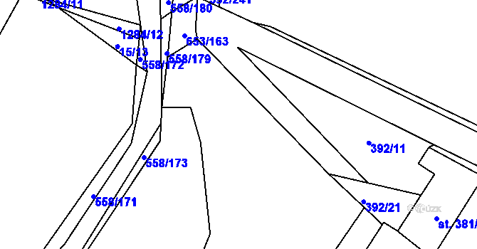 Parcela st. 20/2 v KÚ Krchleby u Nymburka, Katastrální mapa