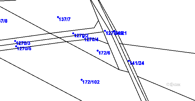 Parcela st. 172/6 v KÚ Krchleby u Nymburka, Katastrální mapa