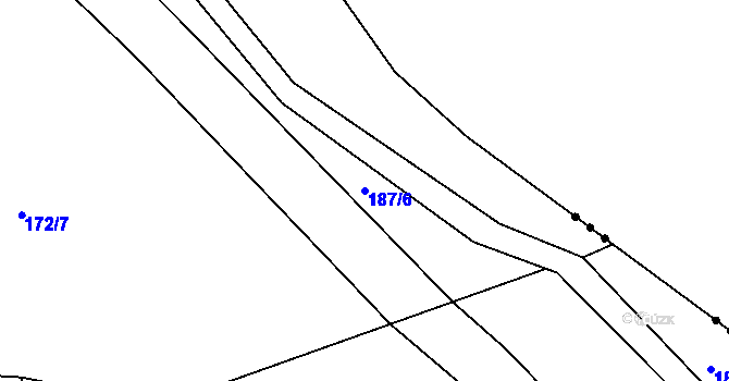 Parcela st. 187/6 v KÚ Krchleby u Nymburka, Katastrální mapa