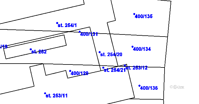 Parcela st. 254/20 v KÚ Krchleby u Nymburka, Katastrální mapa