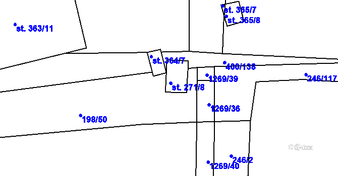 Parcela st. 271/7 v KÚ Krchleby u Nymburka, Katastrální mapa