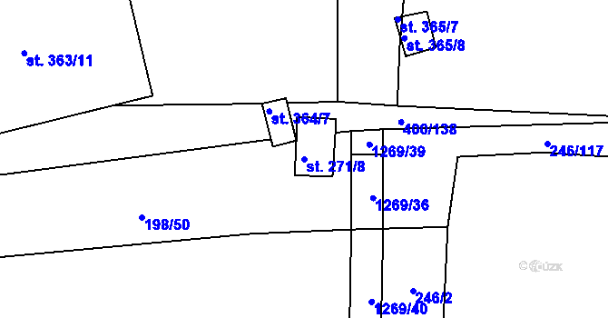 Parcela st. 271/8 v KÚ Krchleby u Nymburka, Katastrální mapa