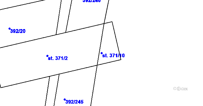 Parcela st. 371/10 v KÚ Krchleby u Nymburka, Katastrální mapa