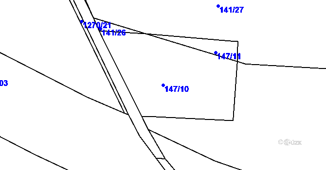 Parcela st. 147/10 v KÚ Krchleby u Nymburka, Katastrální mapa